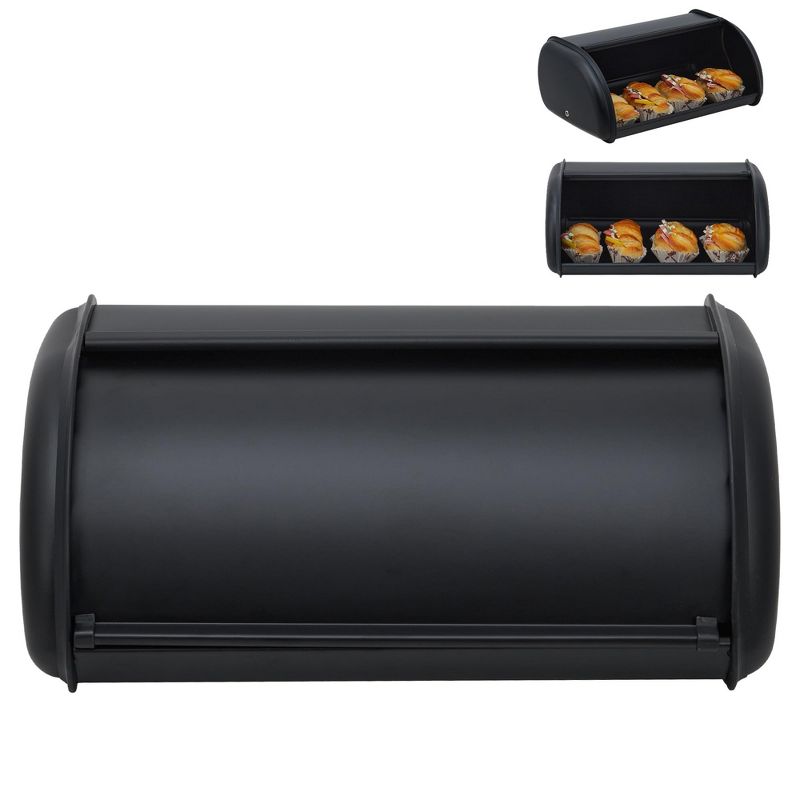 Bread Box for Kitchen Countertop, Food Storage Stainless Steel Double-Layer Bread Storage Container with Window, Farmhouse Pantry Organizer