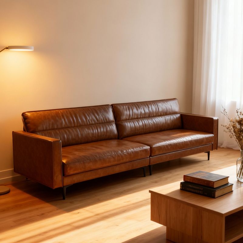 Luck Live Industrial 86.61 inch Luxury Brown Oil Wax Leather Couch – High-End Vintage Sofa with Sturdy Frame and Cozy Feel Brown