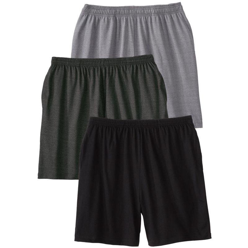 KingSize Lightweight Jersey Shorts 3-Pack - L, Assorted Tonal