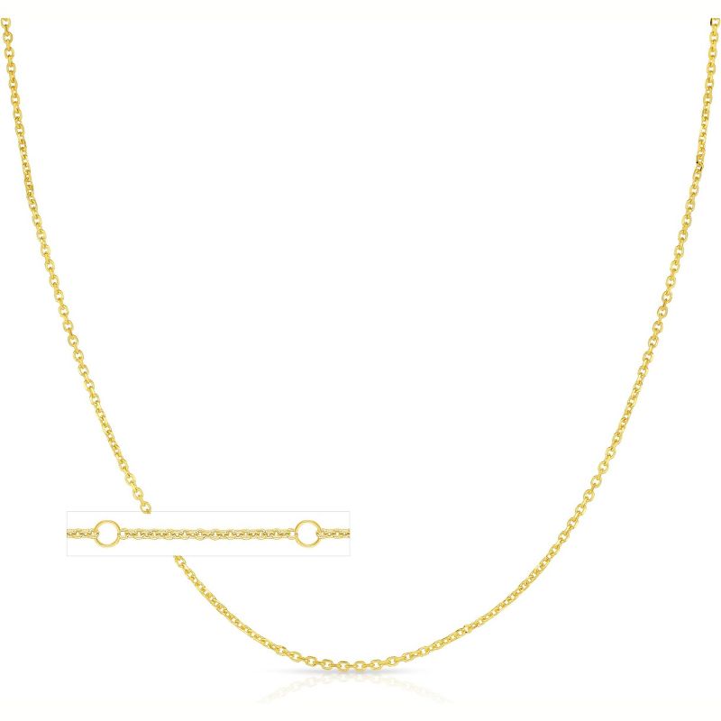 Floreo 14k Yellow Gold Double Extendable Solid Diamond Cut Cable Chain Adjustable Necklace, 16" - 17" - 18 Inch with Spring Ring Clasp, 1.3mm Width