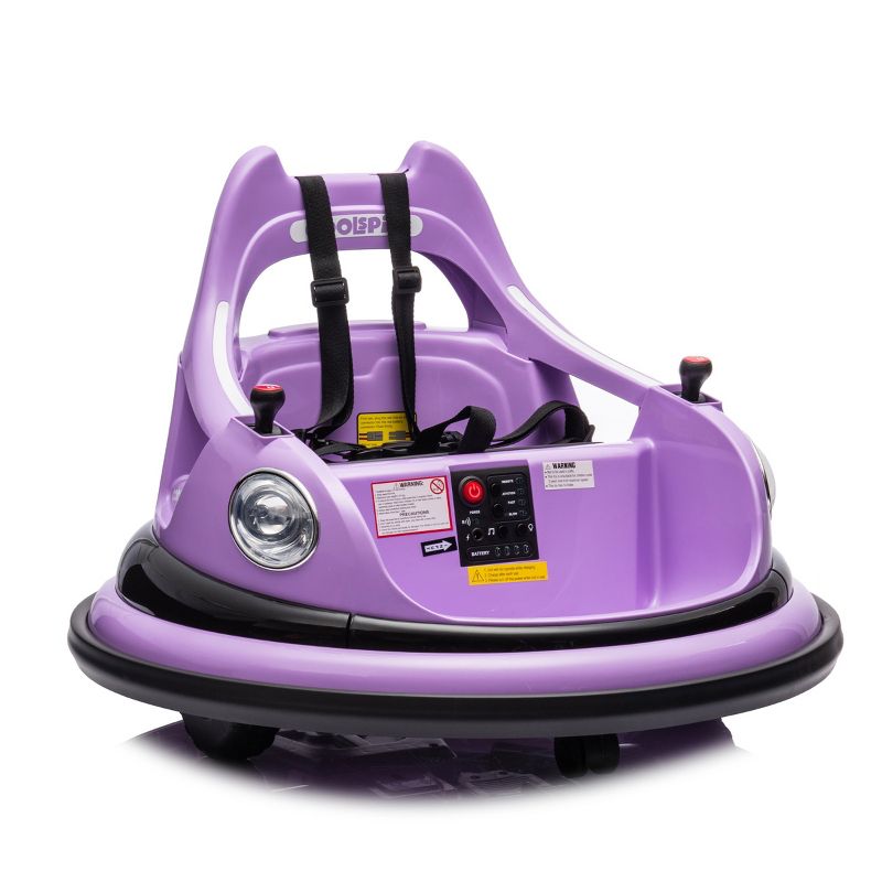 TopComfy Baby Walkers Kids Bumper Car 360 Degree Rotation Function Anti Collision Buffer Design Safety Belt for Kids, Purple, 25.59"*25.59"*10.63"