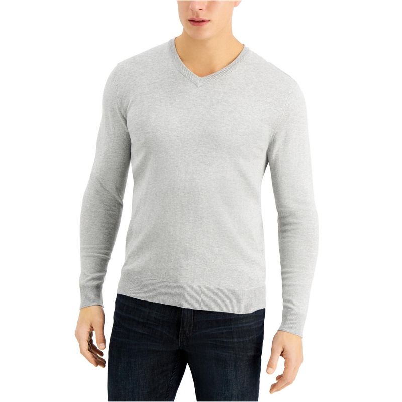 Alfani Mens Solid V Neck Pullover Sweater, ltpasgry, XX-Large