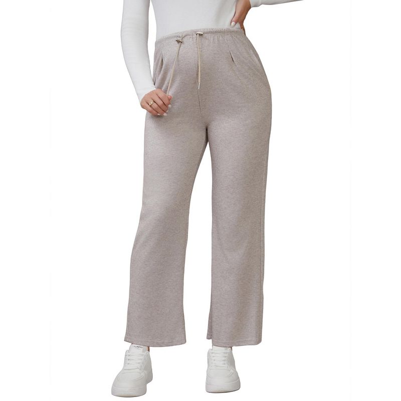 INSPIRE CHIC Women's Maternity Sweatpants Stretchy Warm Fall Winter Bottom, Pregnancy Pants Over Belly Drawstring Elastic Waist with Pockets Small