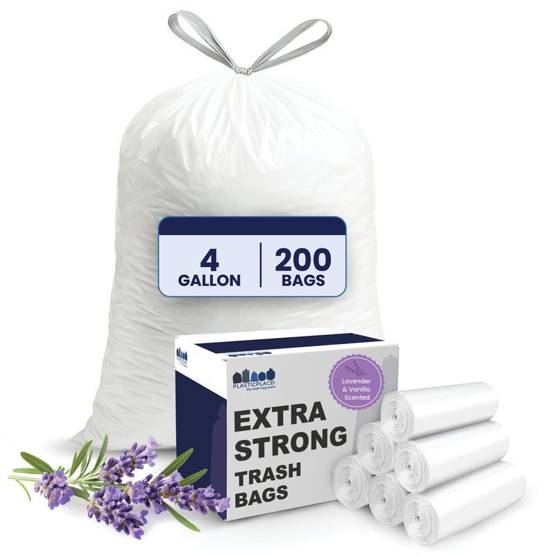 Plasticplace 4 Gallon Scented Garbage Can Liners, Lavender and Soft Vanilla, 200 Count