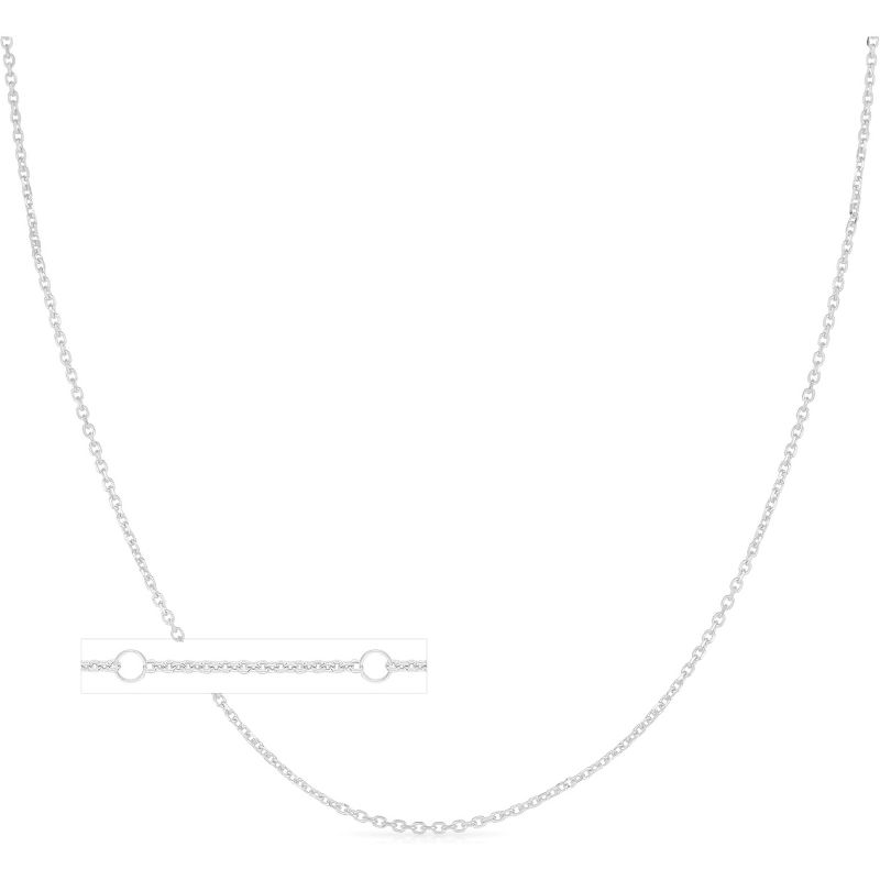 Floreo 14k White Gold Double Extendable Solid Diamond Cut Cable Chain Adjustable Necklace, 16" - 17" - 18 Inch, 0.87mm Width