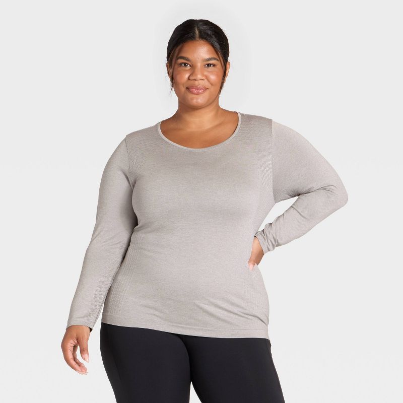 Women's Seamless Long Sleeve Top - All In Motion™ Heathered Gray 3X