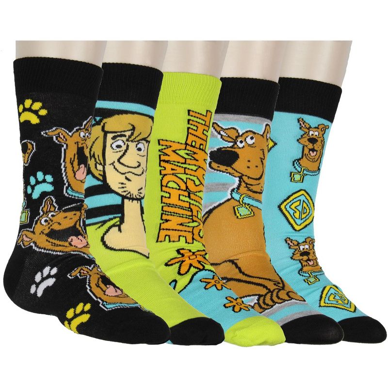 Scooby-Doo Socks Men's Scooby-Inspired Mix and Match 5-Pack Crew Socks Shoe Size 6-12