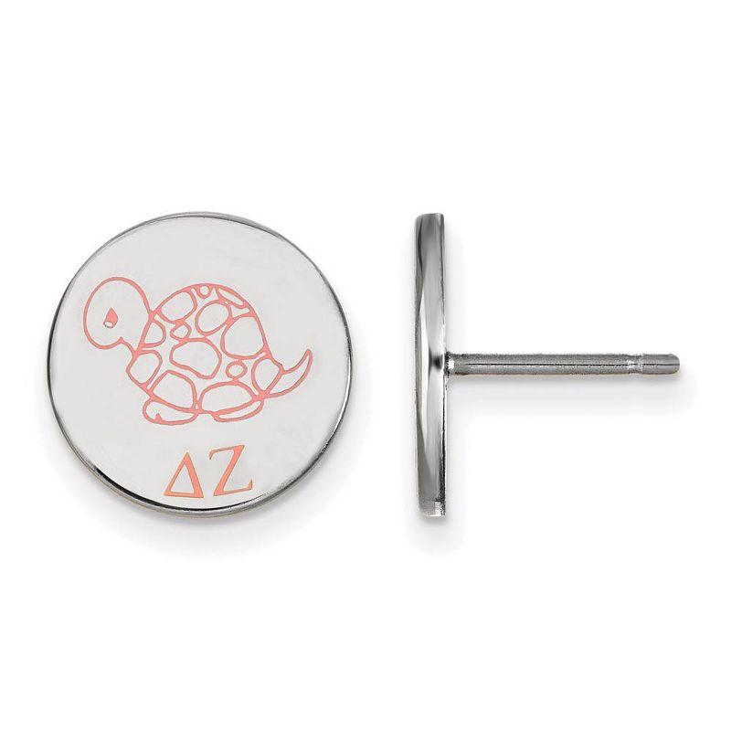 Black Bow Jewelry Sterling Silver Delta Zeta Greek Life Enameled Mascot Disc Stud Earrings