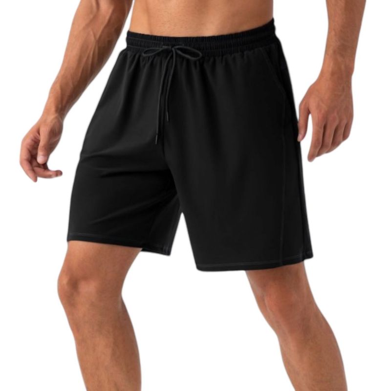 Anna-Kaci Active Men's Lightweight Athletic Training Shorts with Elastic Waistband and Adjustable Drawstring Fit- X Large, Black