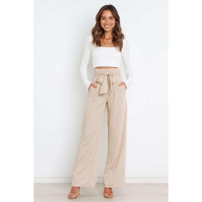 High Waist Wide Leg Pants for Women Business Casual Outfits Dressy Pants,apricot,X Large