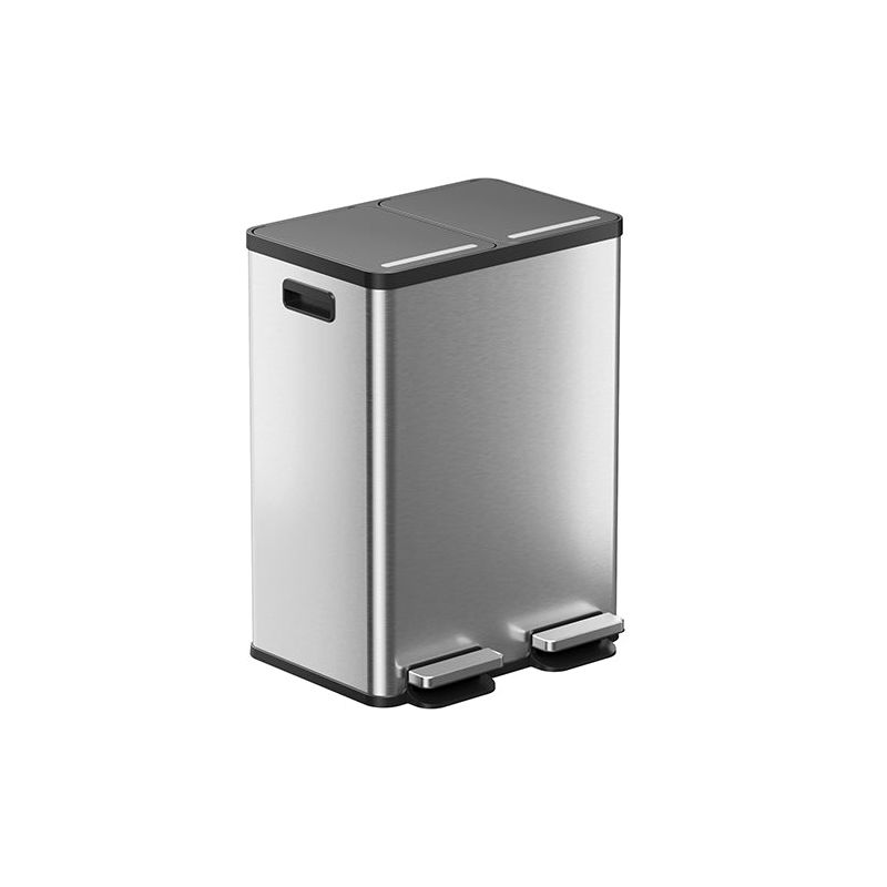 iTouchless 16 Gallon Stainless Steel Dual Compartment Combo Step Pedal Trash Can and Recycle Bin with Odor Filters for Home, Office, Kitchen