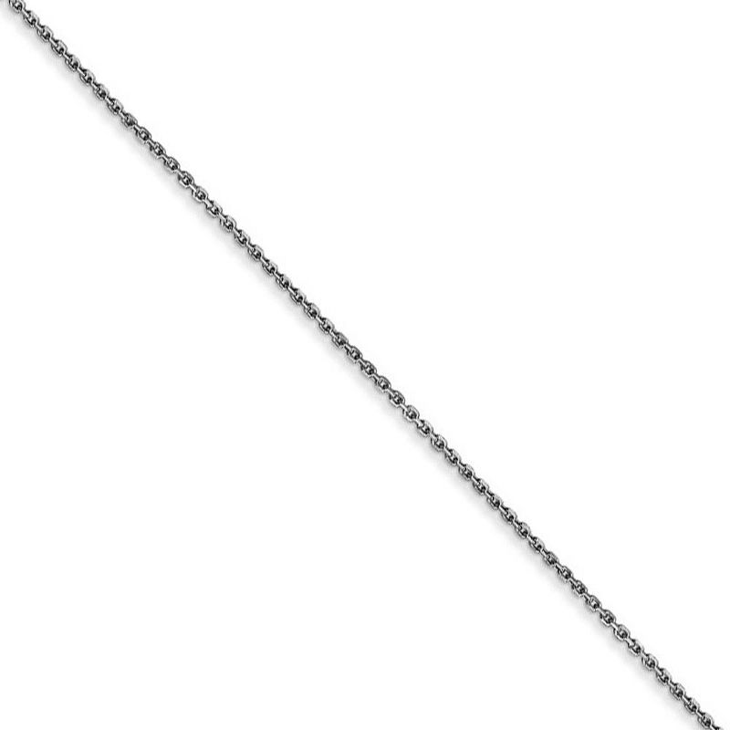 Black Bow Jewelry 0.8mm, 14k White Gold Diamond Cut Cable Chain Necklace, 18 Inch