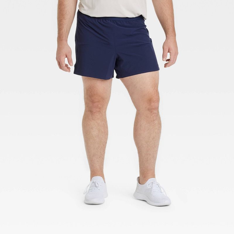 Men's Big Active Light Brief Lined Run Shorts 5" - All In Motion™ Navy Blue 2XL