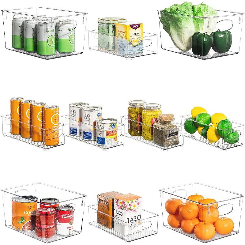 Sorbus 10-Piece Clear Open Bin Containers Set - Organize fridge & pantry essentials! Stackable, portable, clear view for easy access
