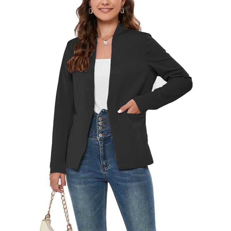 Womens Blazer Jackets Business Casual Long Sleeve Open Front Work Office Blazers Notch Collar Button Suit Jackets