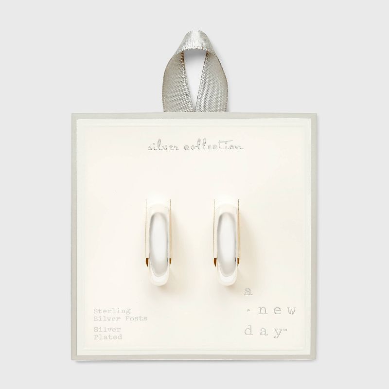 Silver Plated Plain Endless Hoop Earrings - A New Day™ Silver: Nickel-Free, Post Closure, 1" Diameter