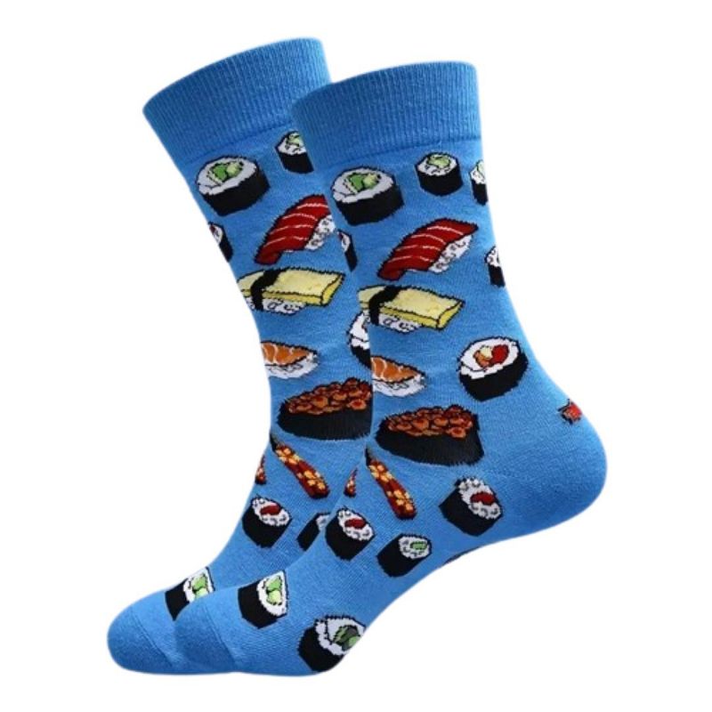 Sushi Socks Crew from the Sock Panda (Men's Sizes, Adult Large) - Dark Blue