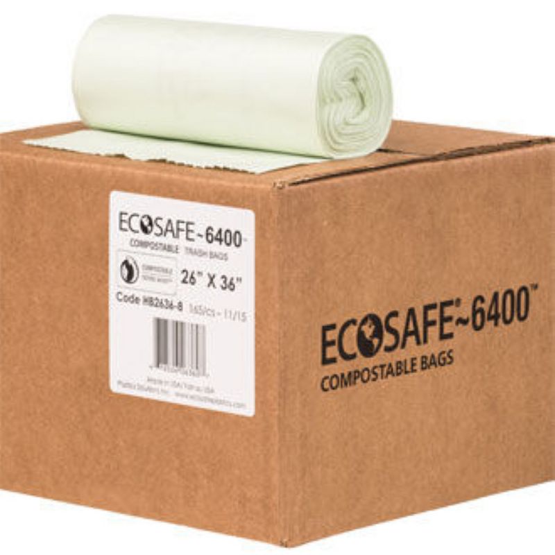 EcoSafe 20 Gal Certified Compostable Trash Bags 26"x36" - Roll of 15