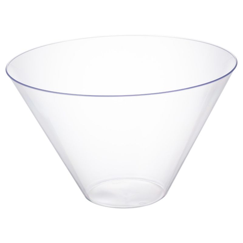 Posh Setting Clear Plastic Cone Shaped Salad Bowl - 96 oz. - 5 Pack