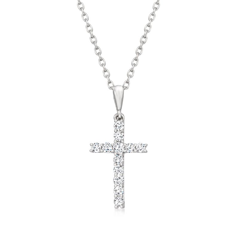 Ross-Simons 0.25 ct. t.w. Diamond Cross Pendant Necklace in Sterling Silver Size 18