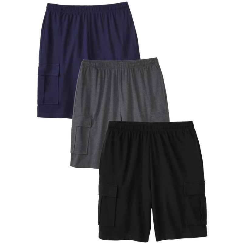 KingSize Lightweight Jersey Cargo Shorts, 3-Pack - L, Assorted Basic