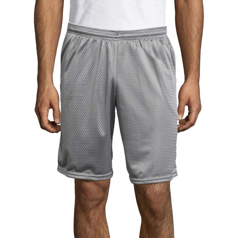 Hanes Sport Men's Mesh Athletic Shorts with Pockets, 9" Grey L