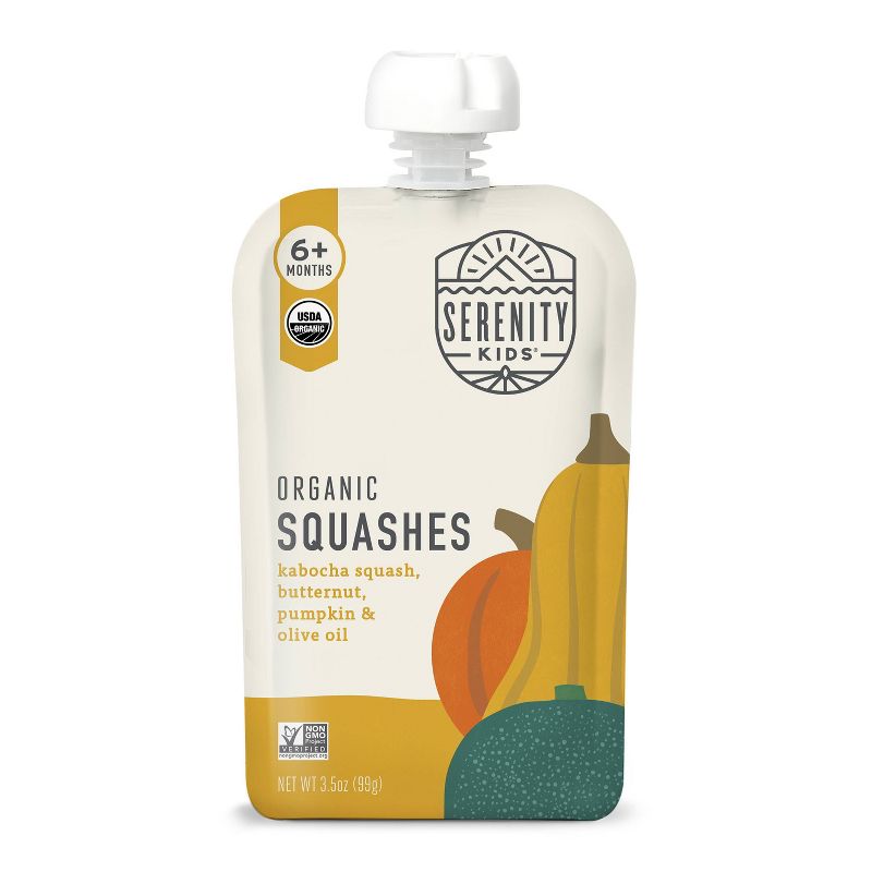 Serenity Kids Organic Squashes with Organic Olive Oil Baby Food Pouch - 3.5oz