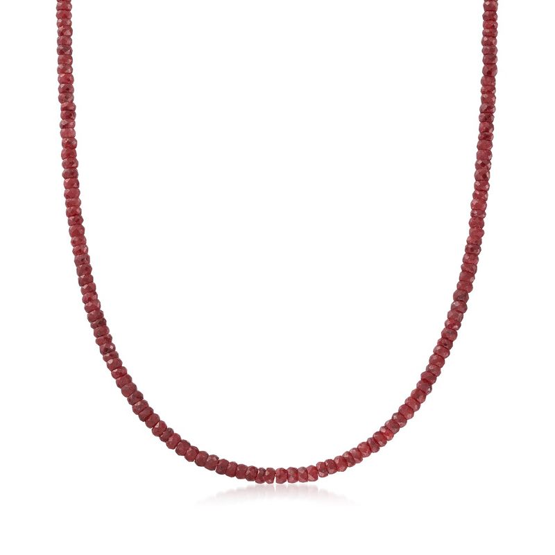 Ross-Simons 100.00 ct. t.w. Ruby Bead Necklace With 14kt Yellow Gold Magnetic Clasp Size 20