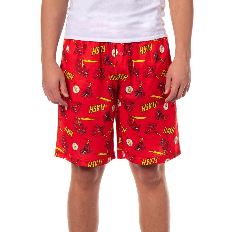 Intimo DC Comics The Flash Pajamas Men's Allover Print Lounge Sleep Shorts (XL) Red