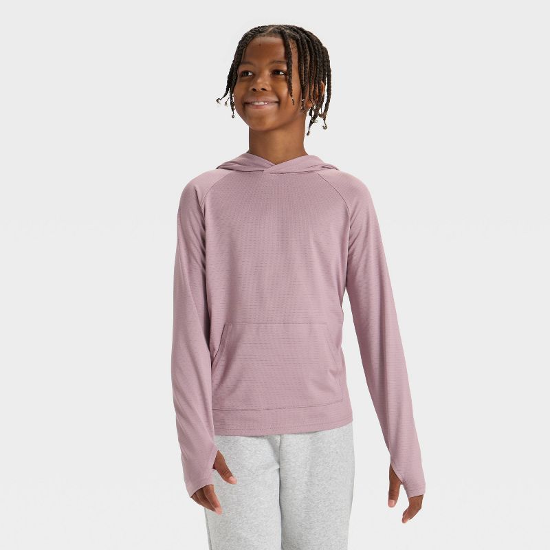 Boys' Raglan Hooded T-Shirt - All In Motion™ Mauve L