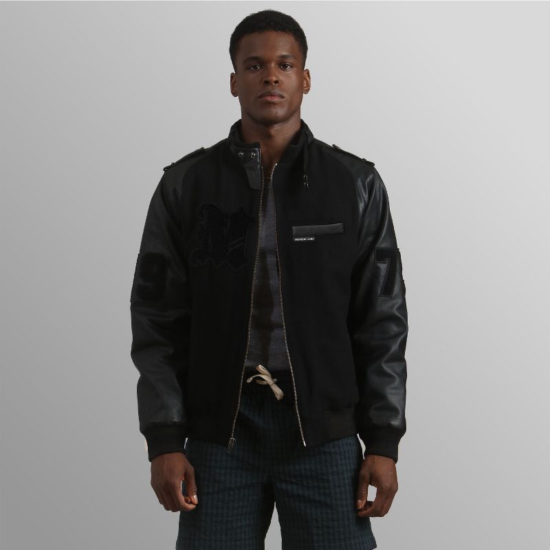 Members Only Men's Varsity Jacket- Black- Medium