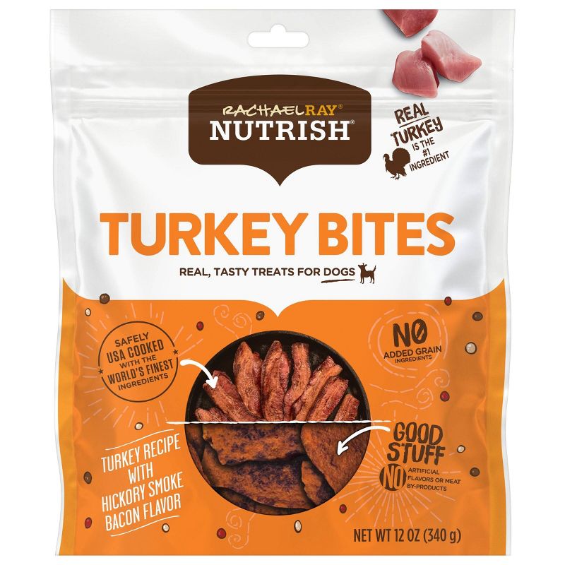 Nutrish Hickory Smoked Grain Free Turkey Bacon Jerky Dog Treats - 12oz