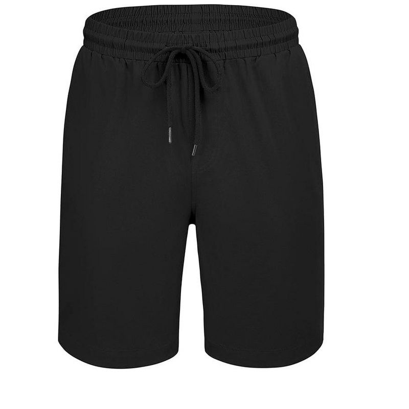 COOFANDY Men's Casual Drawstring Waist Adjustable Shorts with Pockets Black L