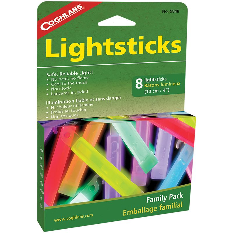 Coghlan's Lightsticks, 4" Length Family Pack (8 pieces), Lanyards Included