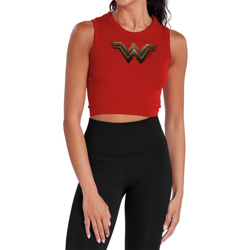 Women's Wonder Woman Movie Wonder Woman Logo Sleeveless Crop Top Tank Red Large