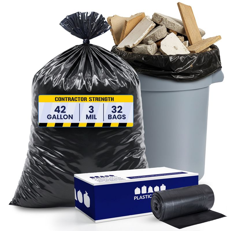 Plasticplace 42 Gallon Contractor Trash Bags on Rolls, (32 Count)