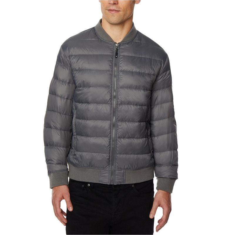 32 Degrees Mens Packable Down Bomber Jacket, gray, X-Large