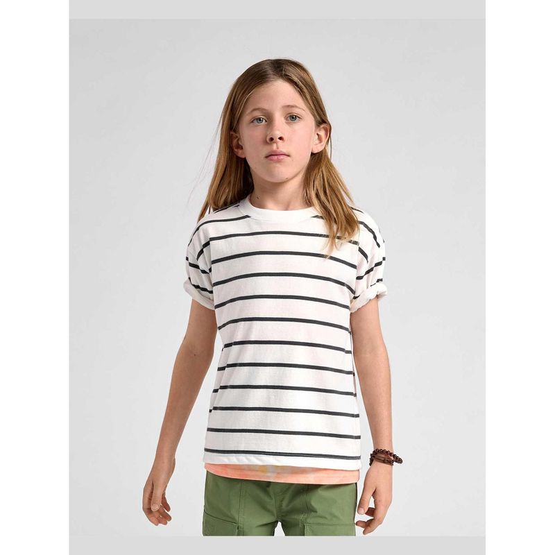 The Children's Place Boys Short Sleeve Striped Tee White M (7/8)