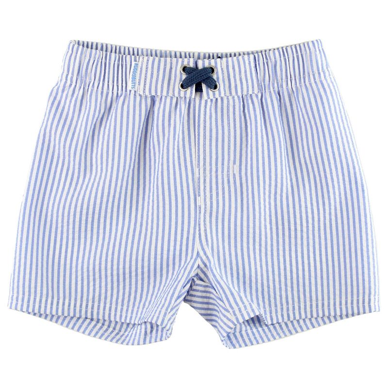 RuggedButts Infant Periwinkle Blue Seersucker Swim Trunks - Periwinkle Blue Seersucker, Size : 3-6 Months