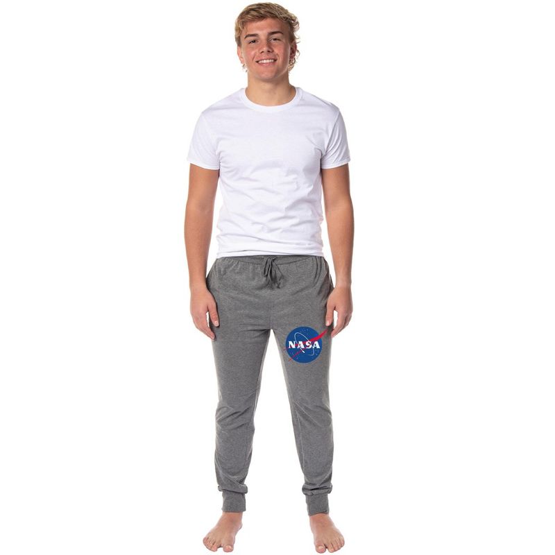 Intimo NASA Men's Retro Meatball Space Fashion Logo Sleep Jogger Pajama Pants (X-Large) Grey