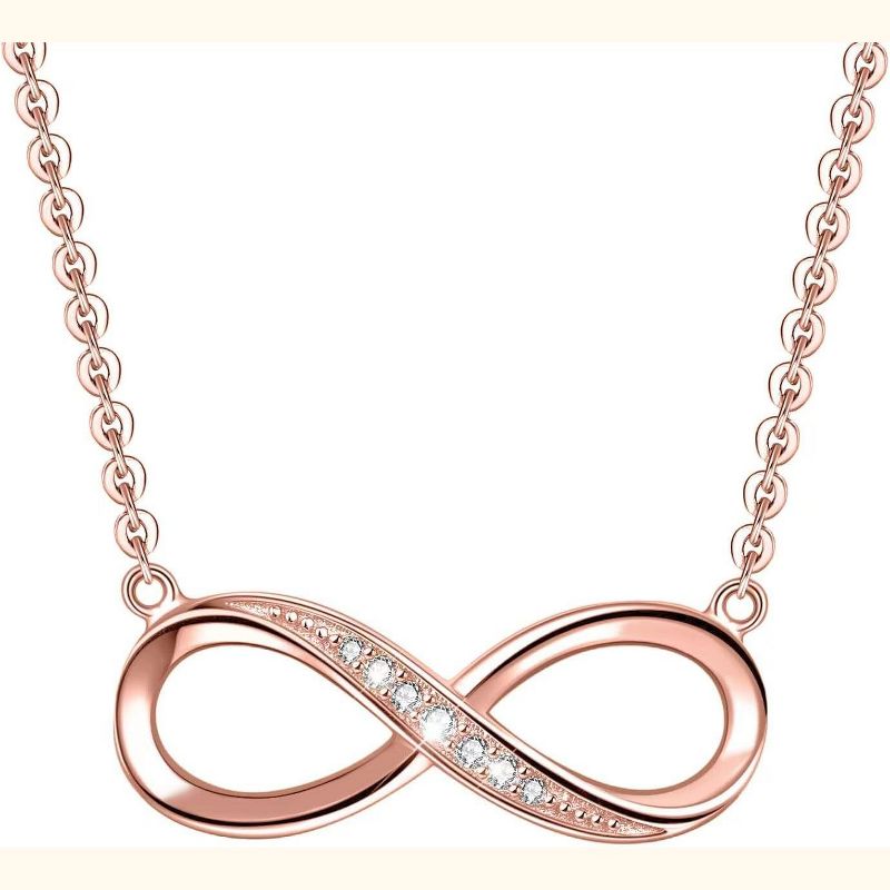 SmallRig Infinity Love Heart Necklace for Women, 925 Sterling Silver Fine Jewelry Rose Gold