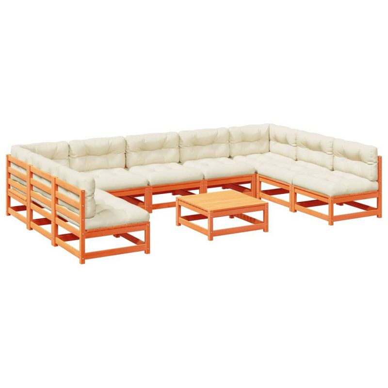 vidaXL Garden Sofa Set Wax brown Solid pinewood, Oxford fabric, PP cotton