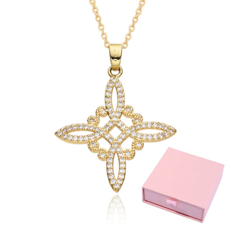 Elegant Pendant Necklace for Women – Fashionable Celtic Knot, Gilded Sterling, with Zirconia Accents