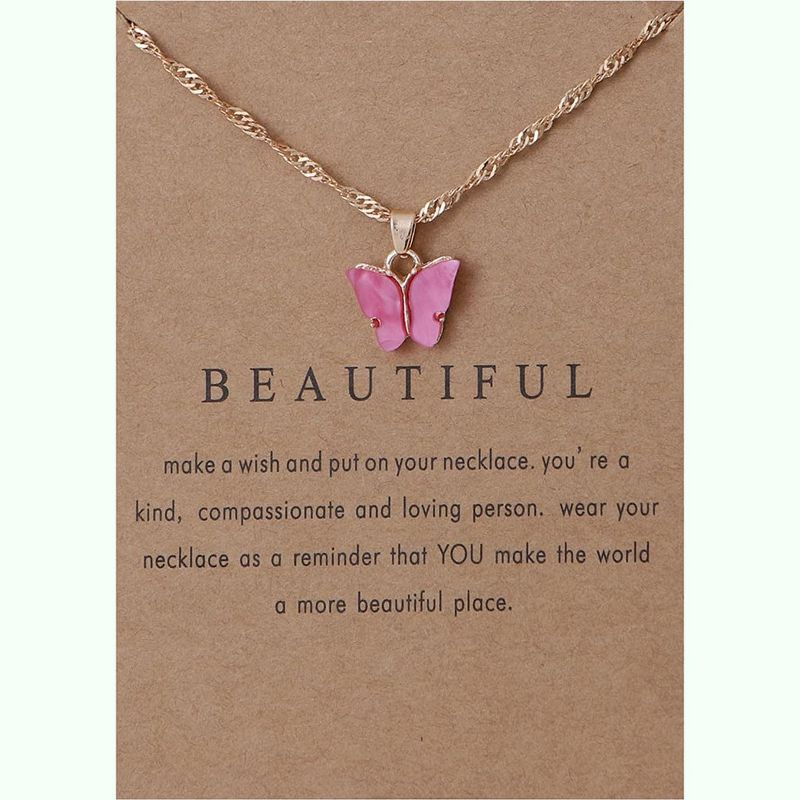Colorful Acrylic Butterfly Pendant Necklace - Bohemian Retro Adjustable Chain for Women, Insect Animal Jewelry Gift