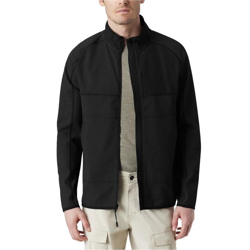 BASS OUTDOOR Mens Full Zip Trail Track Jacket, black, Small