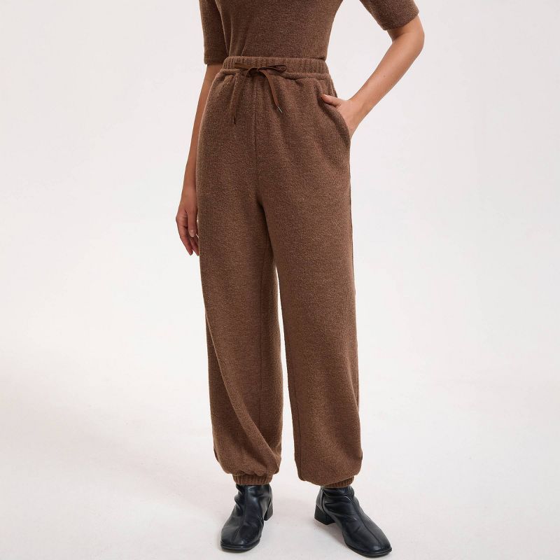 Women's High-Rise Soft Joggers - A New Day™ Brown L