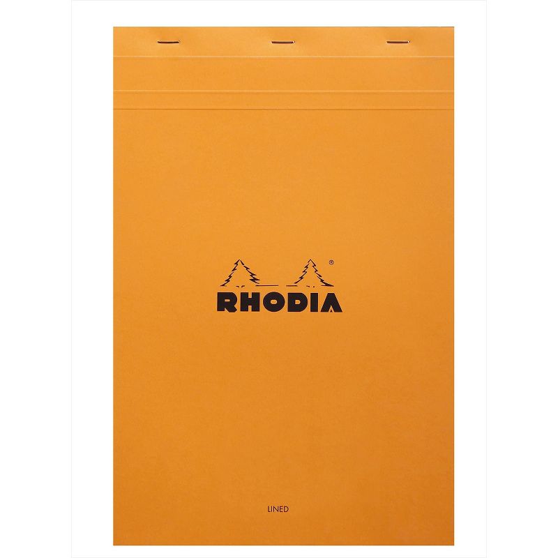 Rhodia Staplebound Notepad - Lined w/ margin 80 sheets - 8 1/4 x 12 1/2 - Orange cover
