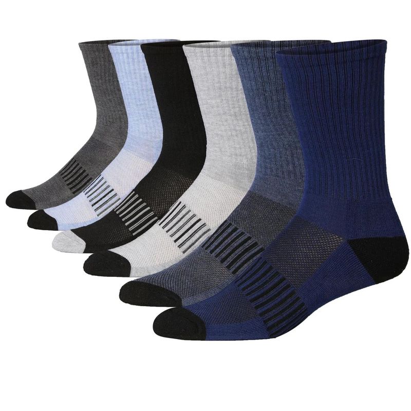 JAMES FIALLO Men's 6 Pairs Charcoal Mist Palette Pattern Comfortable Performance Breathable Socks For Men, Ideal for Running and Athletic Activities