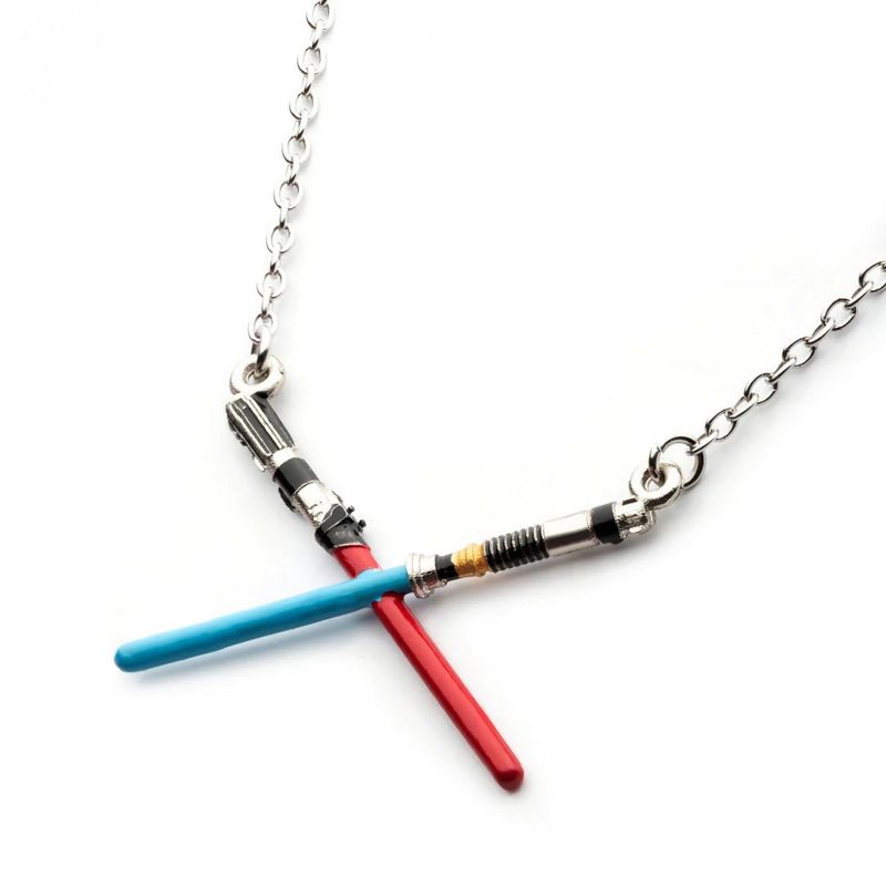 Adult Star Wars Crossed Light Sabers Pendant Necklace
