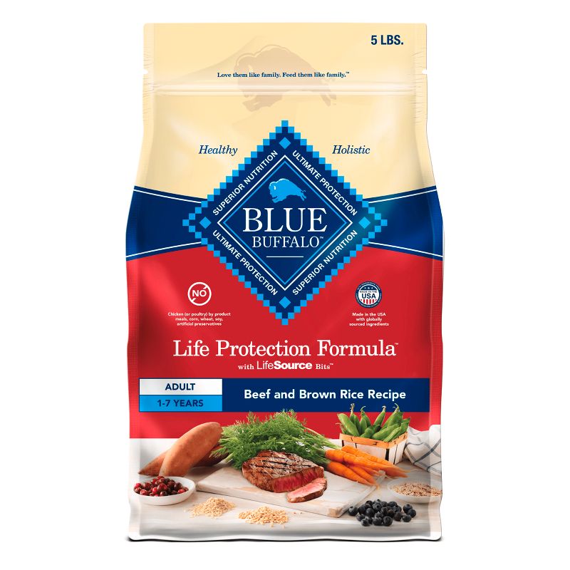 Blue Buffalo Life Protection Formula Natural Adult Dry Dog Food with Beef and Brown Rice - 5lbs